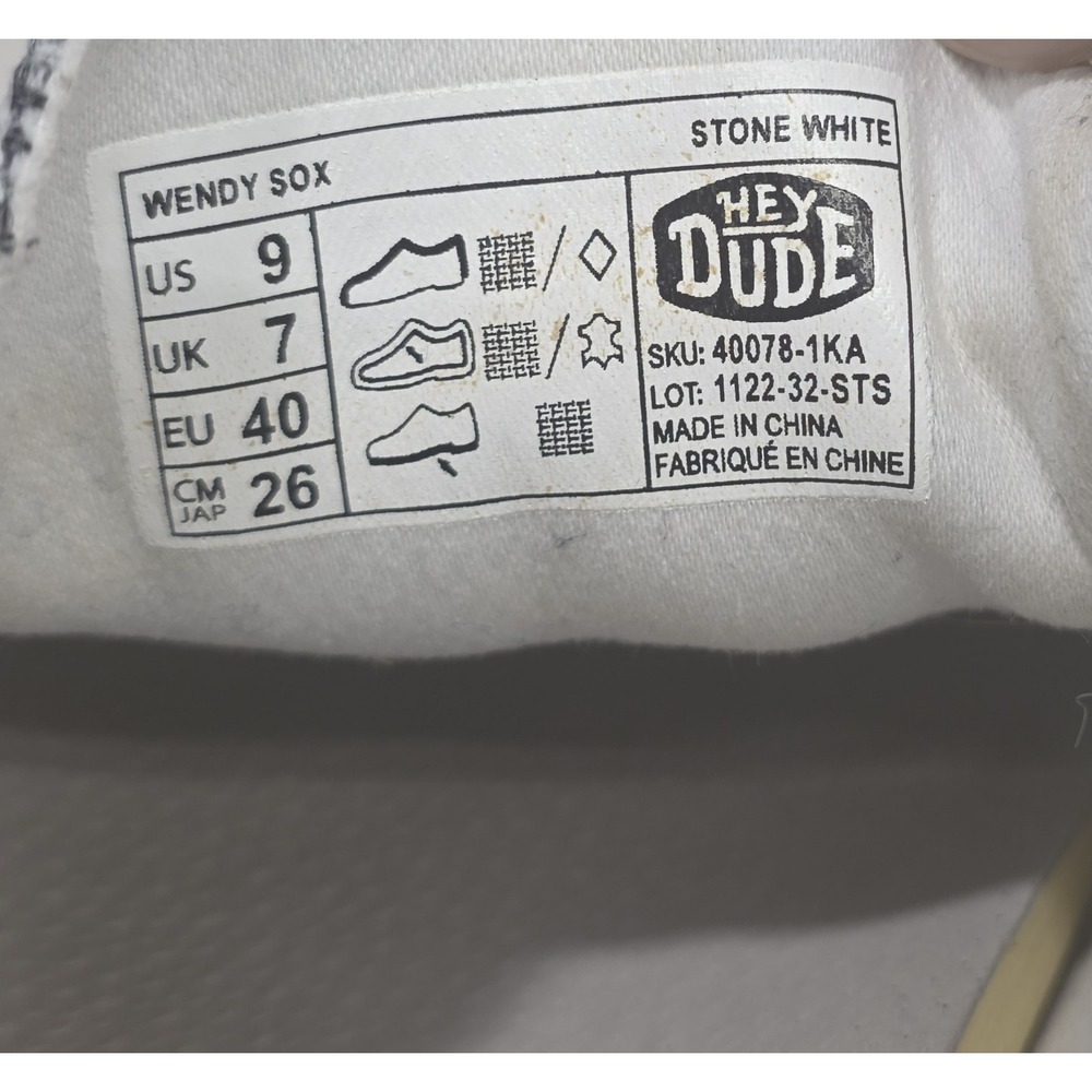 Hey Dude Women's Wendy Sox Stone White Sneakers Shoes Size 9 Comfort Slip On - Picture 10 of 10
